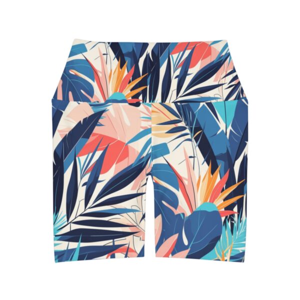 Boho Bliss High-Waisted Yoga Shorts: Tropical Elegance & Performance