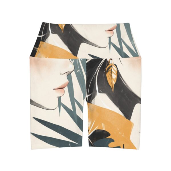 Luxe Boho-Chic Tropical Gym Shorts – Sophisticated High Waist Style