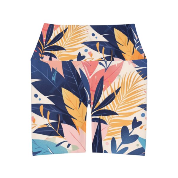 Boho Bliss Activewear: Pastel Tropical High-Waisted Yoga Shorts