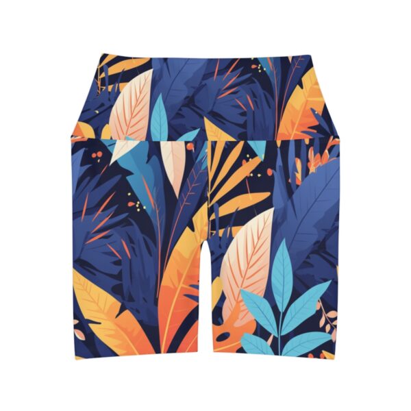 Boho Bliss High-Waisted Yoga Shorts: Pastel Tropical Elegance