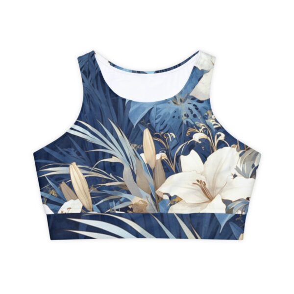 Boho Luxe Tropical Leaf Padded Sports Bra – Neutral Elegance