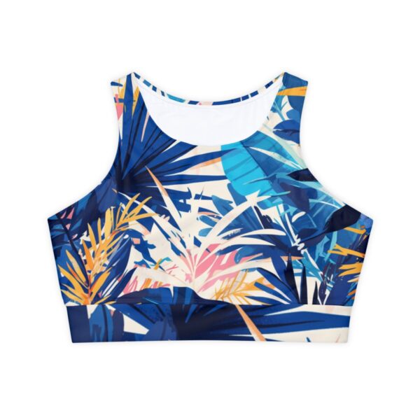 Chic Tropical Bliss Sports Bra – Pastel & Navy Floral Comfort