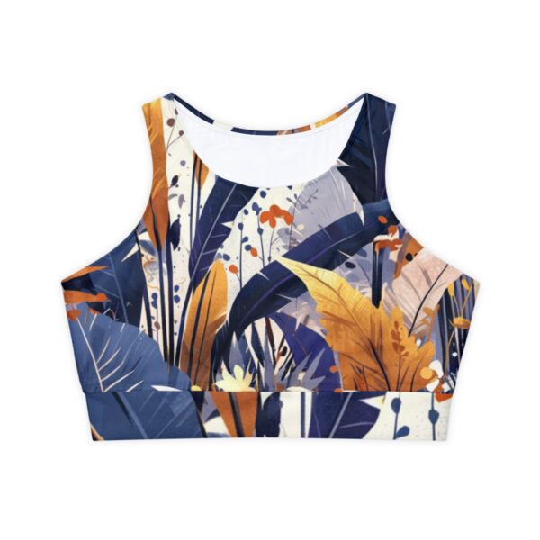 Boho Edge Activewear Sports Bra – Muted Tones, Tropical Patterns
