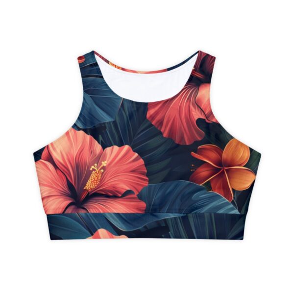 Tropical Boho Chic Padded Sports Bra – Pastel Pink & Teal