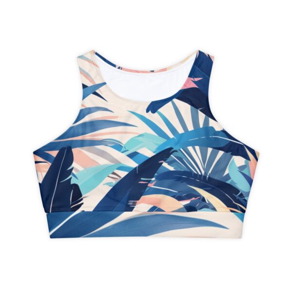 Boho Bliss Athletic Sports Bra – Padded, Pastel Tropical Design